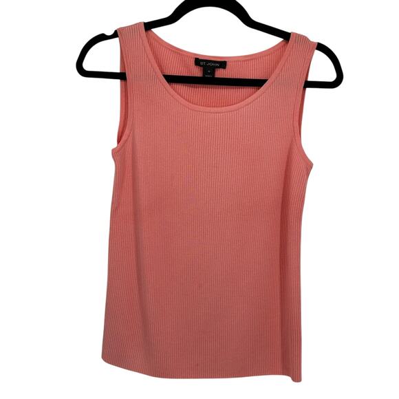St John Tank Top Womens M Pink Wool Blend Ribbed Knit Classiccore Quiet Luxury - Picture 1 of 8